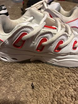 White and Red Low-Top Sneakers