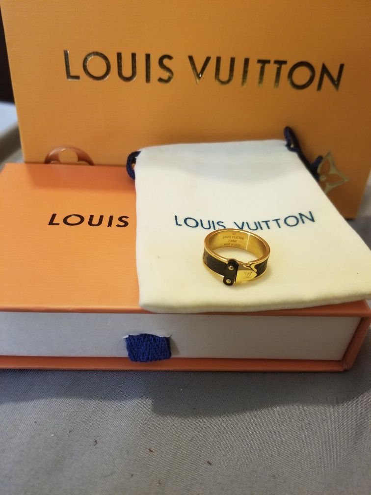 Louis Vuitton Two Tone Nanogram Ring M at 1stDibs