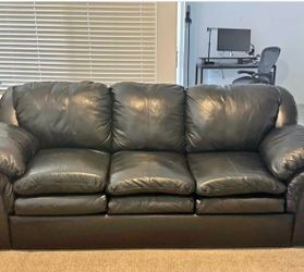 Dark Brown Leather 3-Seat Sofa