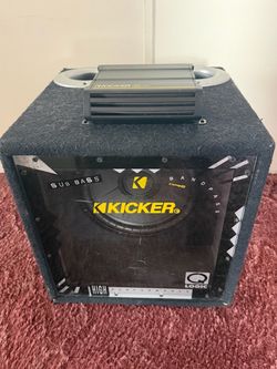 Kicker Amp & Kicker 12” Subwoofer with Speaker Box enclosure