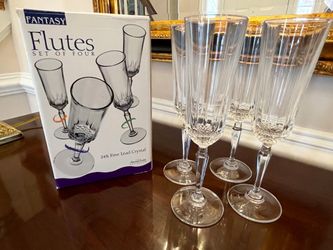 New! Crystal Champagne Flutes, Set of 4