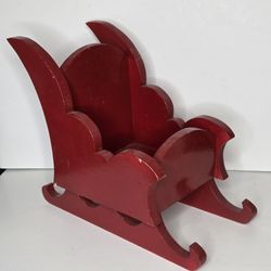 Vintage Handmade Red Wooden Christmas Santa Sleigh Large Size 