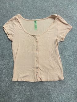 Ribbed Button-Front Crop Top