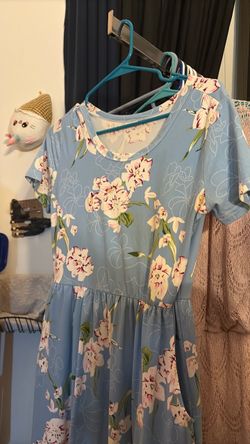 Light Blue Floral Midi Dress