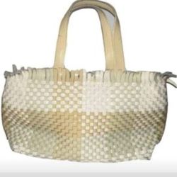 Vintage Greta Italy handbag Leather Fringe White Shoulder Bag Yellow defect