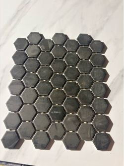 Black hexagon mosaic tile
