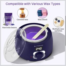 Waxing Pot, Hard Wax Warmer for Face, Legs, Bikini, Brazilian and Body, for 16 oz, At Home Hair Removal Kit, for Men, Beginner Friendly, Quick Heating