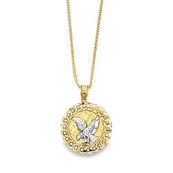 10K Gold Eagle in Cuban Medallion Pendant Comes with Franco chain