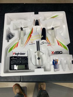 X450 RC Airplane, 2.4GHz Remote Control Airplane, 6 Channel Brushless Motor Aircraft, Vertical Takeoff LED RC Glider Fixed Wing Plane RTF for Adults