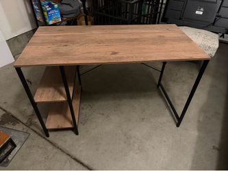 Modern Wood and Metal Desk with Shelves