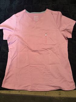 Hanes Pink Scrub Top with Zip Pocket