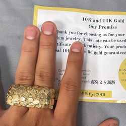 10k Golden Nugget 2 Finger Ring 