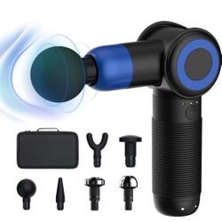Blue Massage Gun, 3800rpm Powerful Percussion Massage Gun for Athlete Recovery- Handhold Ultra Quiet 3 Speeds Deep Tissue Muscle Massager, 2500mAh Qui