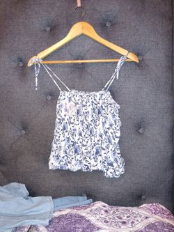Blue and white gorgeous floral spring top