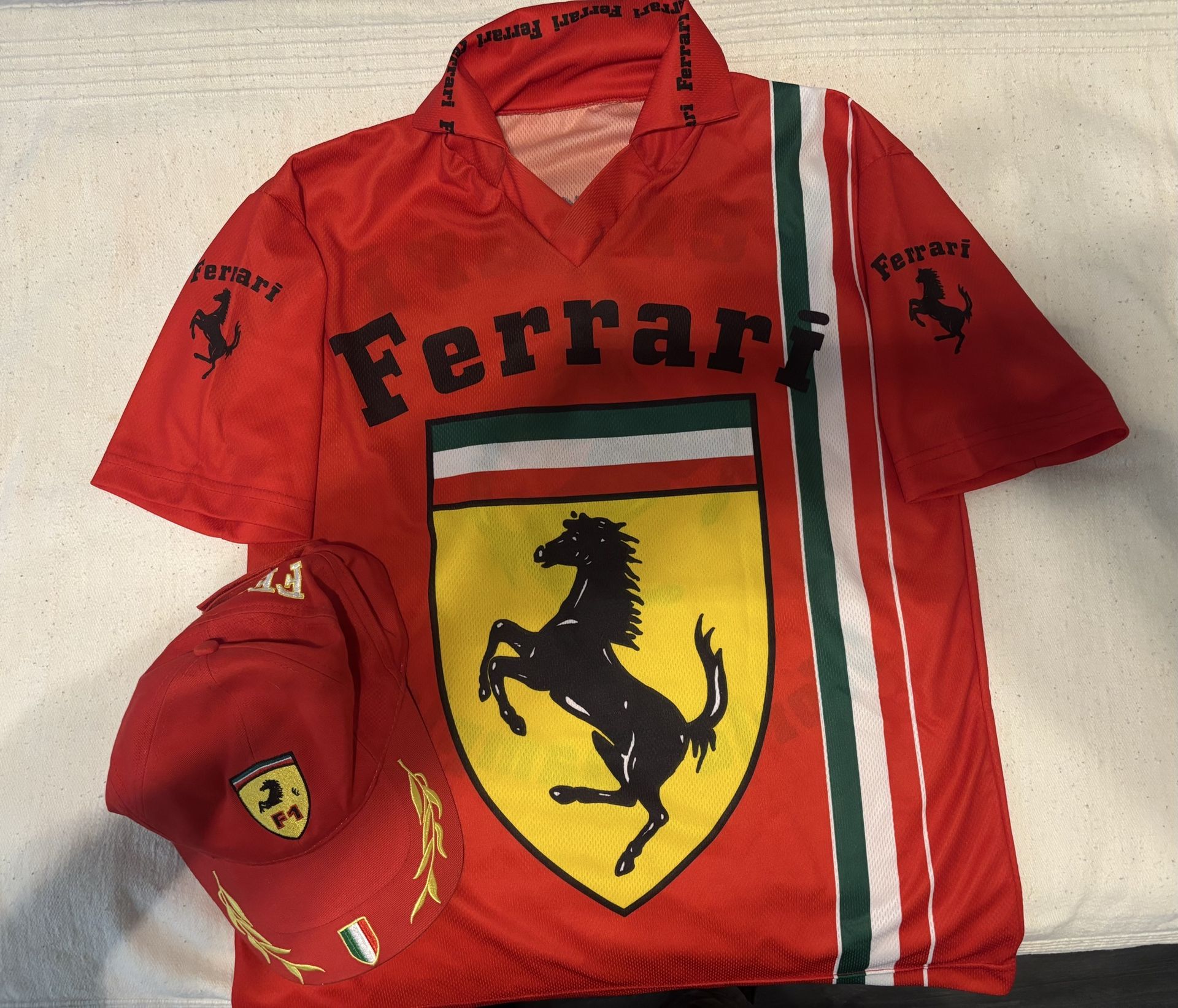 NEW FERRARI SILK SHIRT & CAP