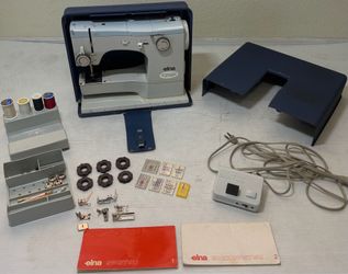 Elna SU 62C Free Arm Sewing Machine w/Case & Accessories