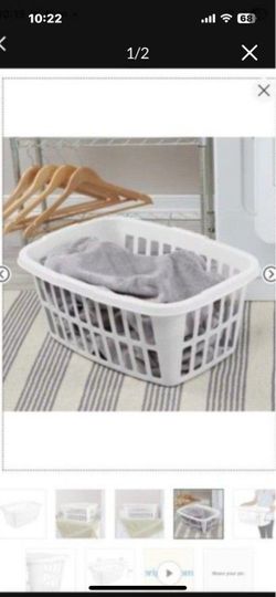 2 White Laundry Basket Storage Container Trunk Box Tote Utility Toy Clothes Bathroom Bedroom Living Room Kitchen Garage