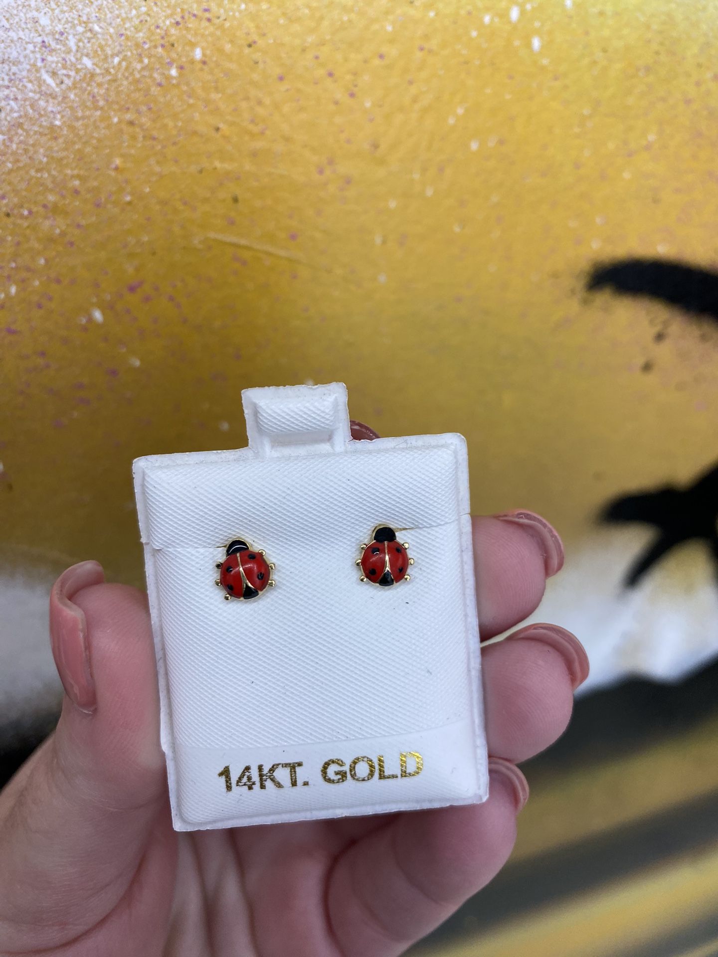 14k LADYBUG STUD EARRINGS