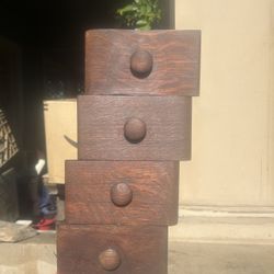 1-2-3-4 Antique Oak Sewing Machine Drawers: