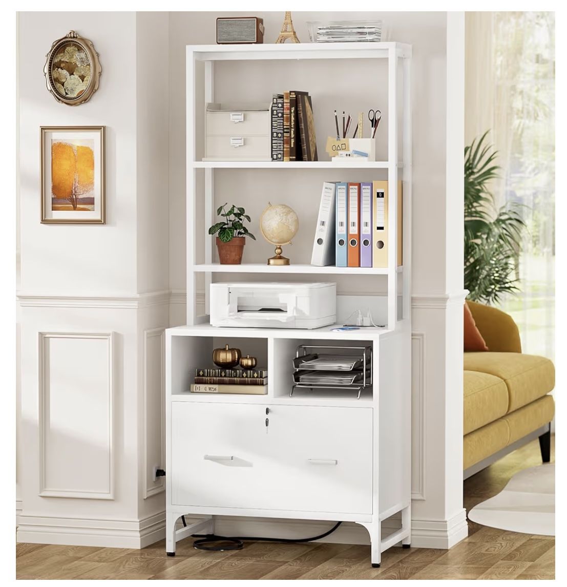 Vertical Filing Cabinet With Charging Station & Lock
