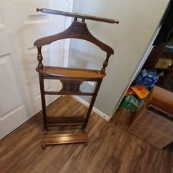 Vintage Or Antique Butler Valet Wood Suit Hanger 