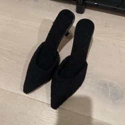 furry black heels 