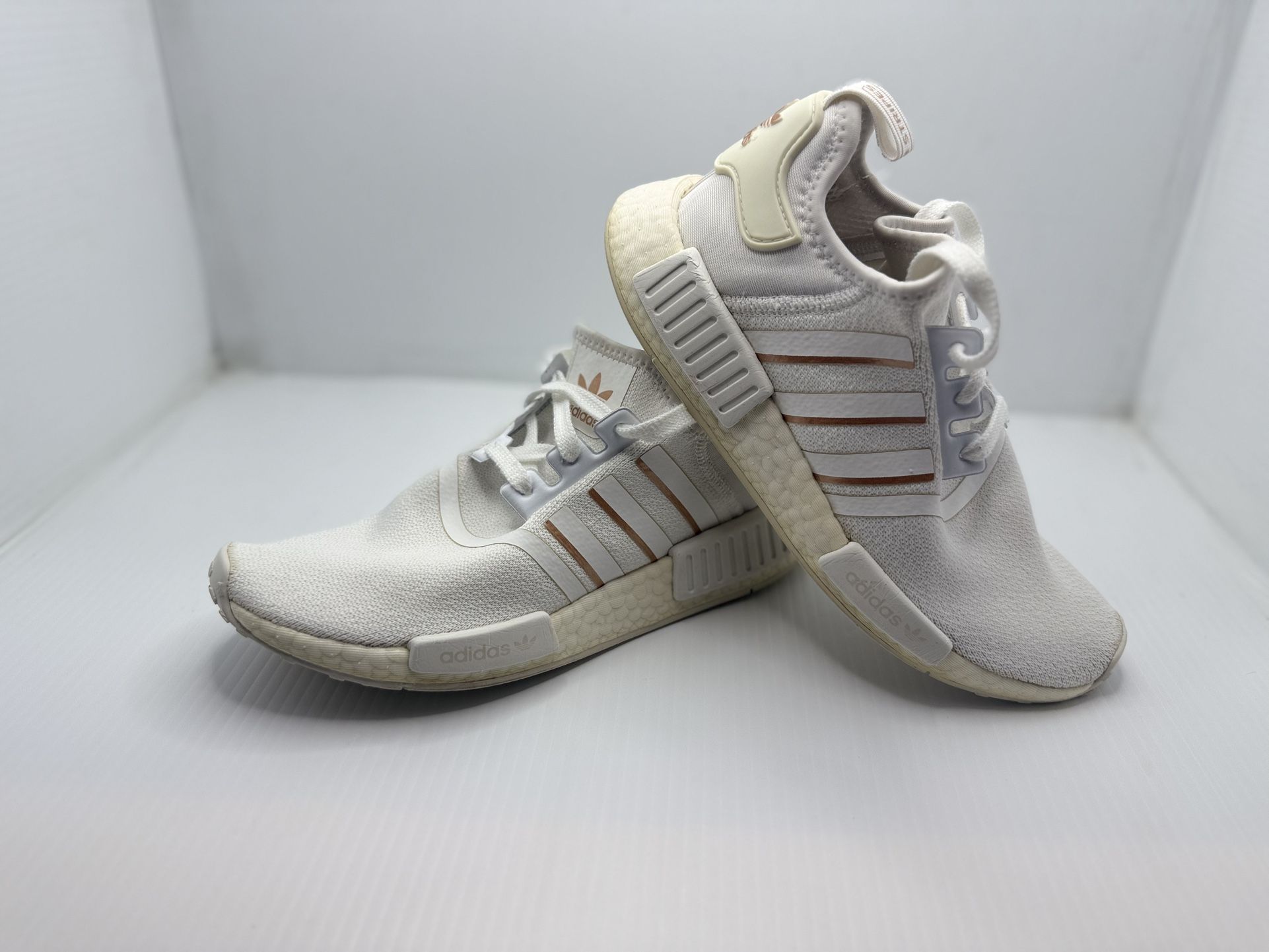 Adidas NMD R1 Womens Running Shoes White Rose Gold Athletic Sneakers Size 8