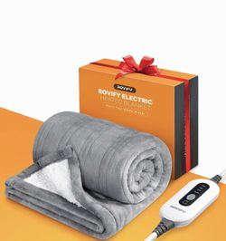 2X Warmth Heated Blanket w/Lager Dense Area, Ultra Soft Safe Electric Blanket Throw w/Flannel Sherpa, 4 Levels Instant Heating Blanket 4H Auto-Off, Wa