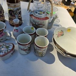 Vintage Satsuma Japan Heritage Hand Painted 10 Piece Tea Set