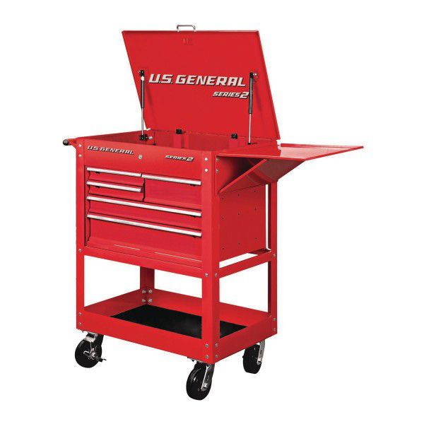 U.S. GENERAL 30 In. 5 Drawer Red Mechanic's Tool Cart