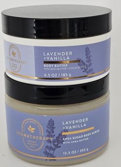 New Bath And Body Works Sleep Aromatherapy Vanilla Lavender Body Scrub And Cocoa Shea Moisturizing Body Butter  Retail $37.90