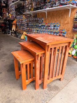 Solid Wood Nesting Tables – Set of 3 – Cherry Wood Finish