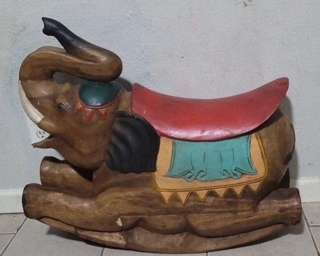 Elephant Wood Rocker For Kids 