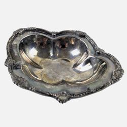 Vintage Silverplate Divided Serving Dish – Ornate Rococo Style Bowl 7.25”