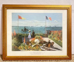 Vintage Framed Claude Monet "Garden at Sainte-Adresse" Met Museum Print