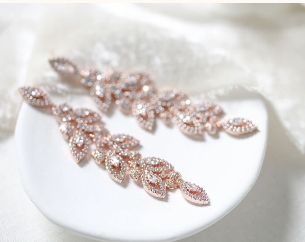 Rose Gold Bridal Earrings