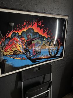 Original 1978 Black Light Motorcycle Poster