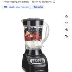 Hamilton Beach Smoothie Blender for Kitchen, 48 oz Jar for Smoothies and Shakes, Black