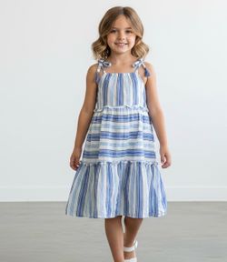 Jessica Simpson Striped Sun Dress Girls Sz (small) 7 adjustable  straps NWT