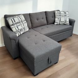 GREY SECTIONAL COUCH / BED 