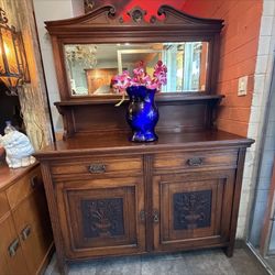 Antique Sideboard Mirror Top 53 Wide 74 Tall 19 Deep 