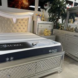Gorgeous 5 Pc LED Bedroom Set With Storage Drawers On Huge Special $900 Off!