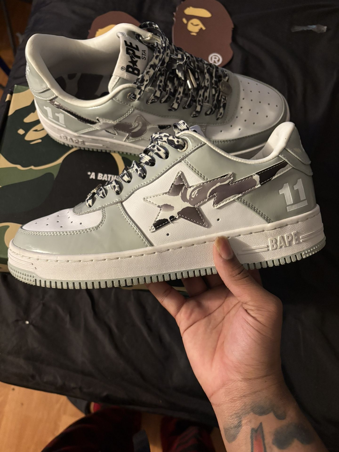White Silver Grey Bape sta