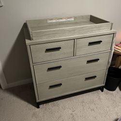 Beautiful Grey Changing Table Dresser For Baby Nursery