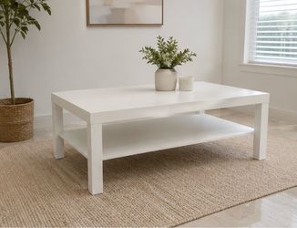 White Coffee Table with Bottom Shelf
