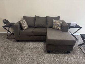 Small Brown Sectional Sofa with Chaise