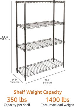 Moving Sale! Amazon Basics 4-Shelf Heavy Duty Wire Storage Rack - Like New - Best Offer
