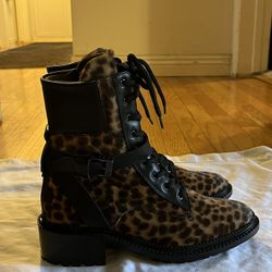 Aquatalia “OCTAVIA” Leopard Print Buckle Booties NWOB SZ 6