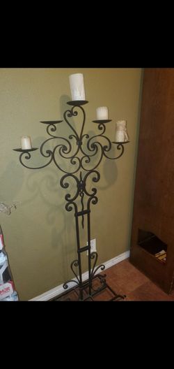 Tall Wrought Iron Floor Candelabra