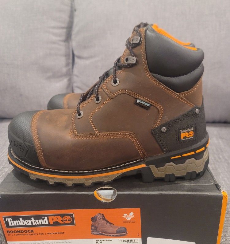 Timberland Pro Mens Boondock 6" Work Composite Safety Toe Boots Waterproof 92615 Size 8.5M
